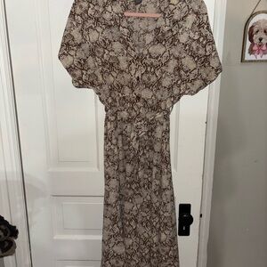 Angie Brown Snake Print Long Sleeve Dress